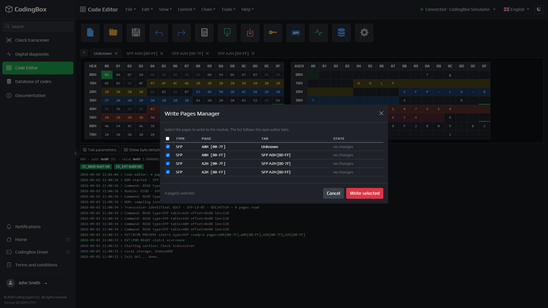 CodingBox — Choose pages to write